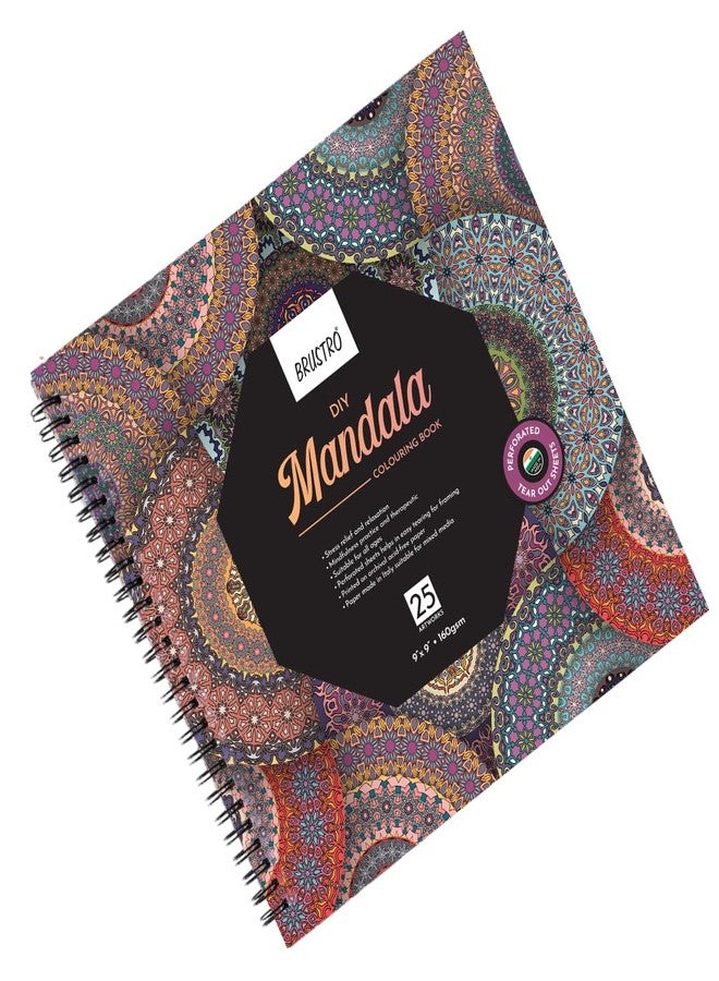 Brustro DIY Mandala Colouring Book 9"x9" 160 GSM 25 Perforated Sheets & Brustro Metallic Brush Pens - Soft Brush Tip for Calligraphy, Hand Lettering, Colouring, Card Making - Set of 10 Colors - Image 2